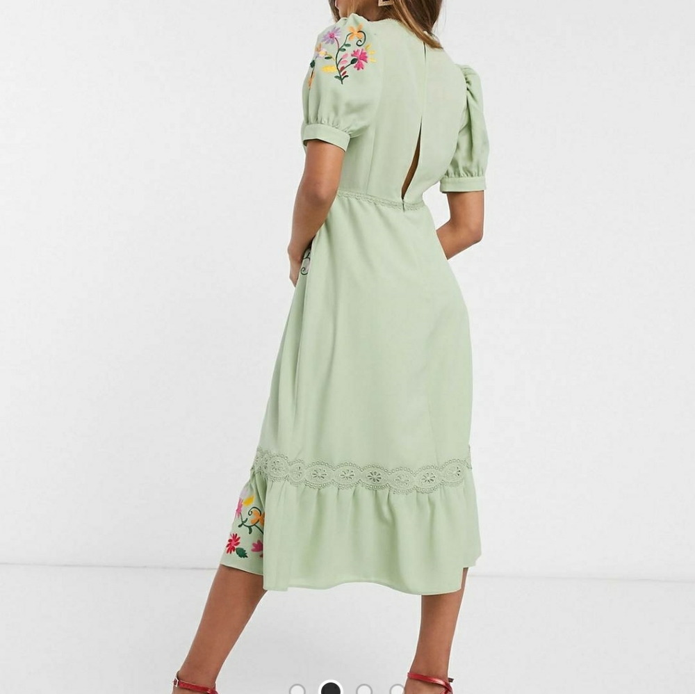 Asos embroidered midi dress